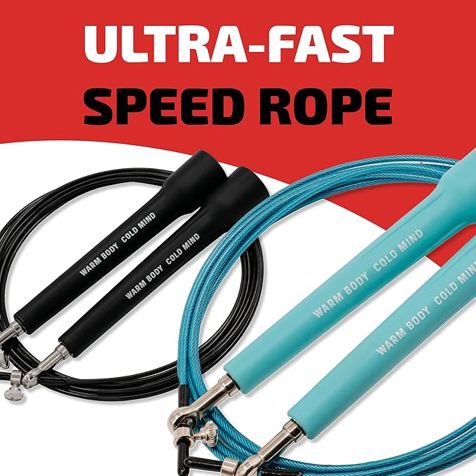 WARM BODY COLD MIND Adjustable Jump Rope For Men and Women, Speed Jump Rope, Skipping Rope for Weightlifting, Boxing, Gym, Outdoor or Indoor Sport, Fitness