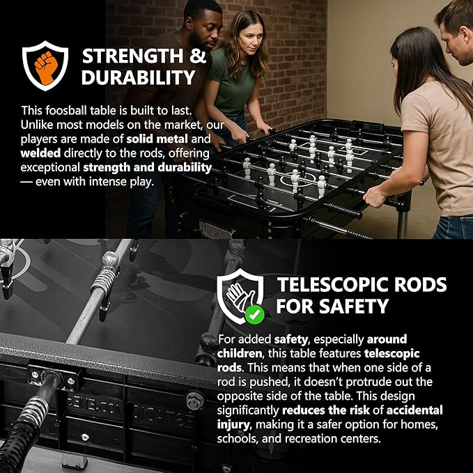 Outdoor Foosball Table Adult Size - Game Tables for Adults with Balls & Players - Soccer Table Game for Indoor Use - Weatherproof Perfect for Tournaments