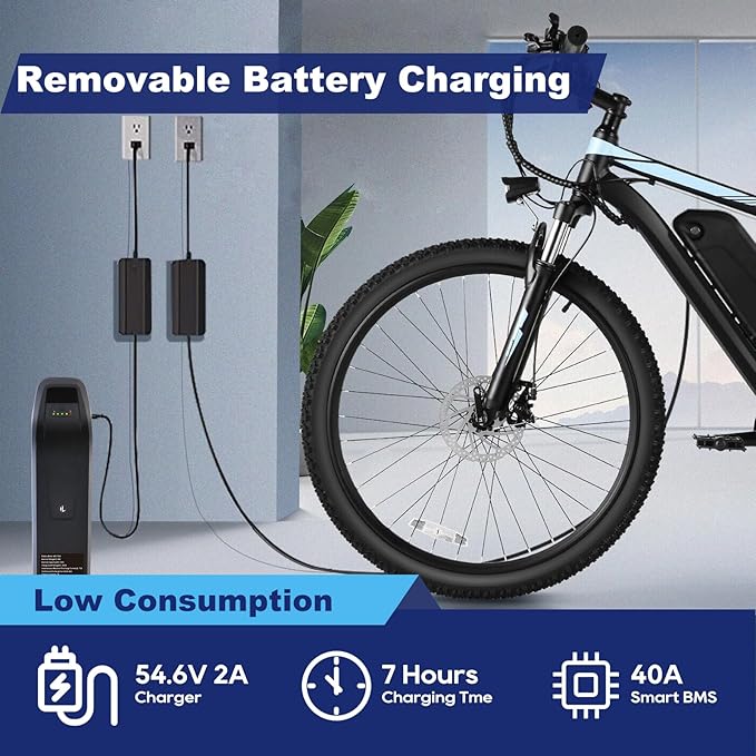 UAZ 36V 48V 52V Ebike Battery 4 Pin 10Ah 15Ah 20Ah Electric Bike Battery with 40A BMS Safe Lock, Led Indicator Light, for 200-1500W Motor Tricycle, Mountain Bicycle Batteries (48V15AH-4PIN)