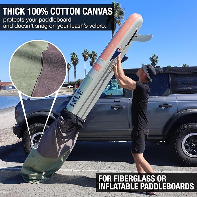 Ho Stevie! Canvas SUP Bag Cover - Prevent Sun Damage - Durable 100% Natural Cotton Canvas Protective Bag for Stand Up Paddle Boards