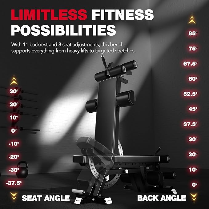 KeppiFitness Weight Bench - 1500LBS Capacity Workout Bench, 17” Bench Press Height, 11+8 Adjustable Weight Bench with Flat/Incline/Decline Angle and Vertical Storage - Bench6000 Series