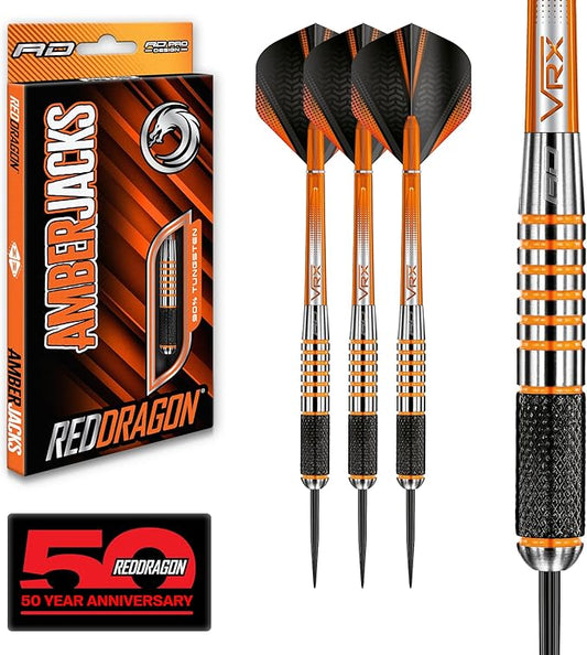 RED DRAGON Amberjack Series Darts Set with Flights and Shafts (Stems)