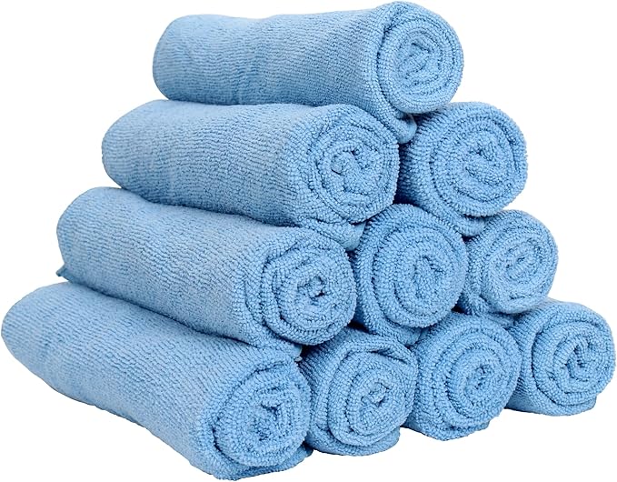 Arkwright Microfiber Gym Towel - Pack of 12 - Super Soft, Quick Dry Workout Sweat Towels, 300 GSM Lightweight & Absorbent for Sports, Working Out, Yoga, and Spa, 16 x 27 in, Blue