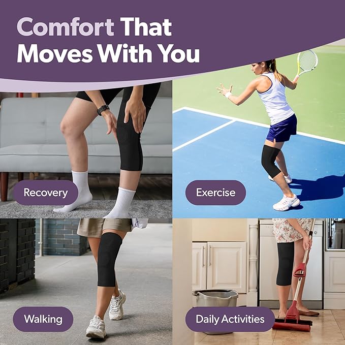 BraceAbility Knee Compression Sleeve - Knit Knee Pain Brace for Men and Women, Arthritis Relief, Meniscus Tear, Running, Workout, Sports, Swelling, Athletic Support for Joint Stability (M/L Black)