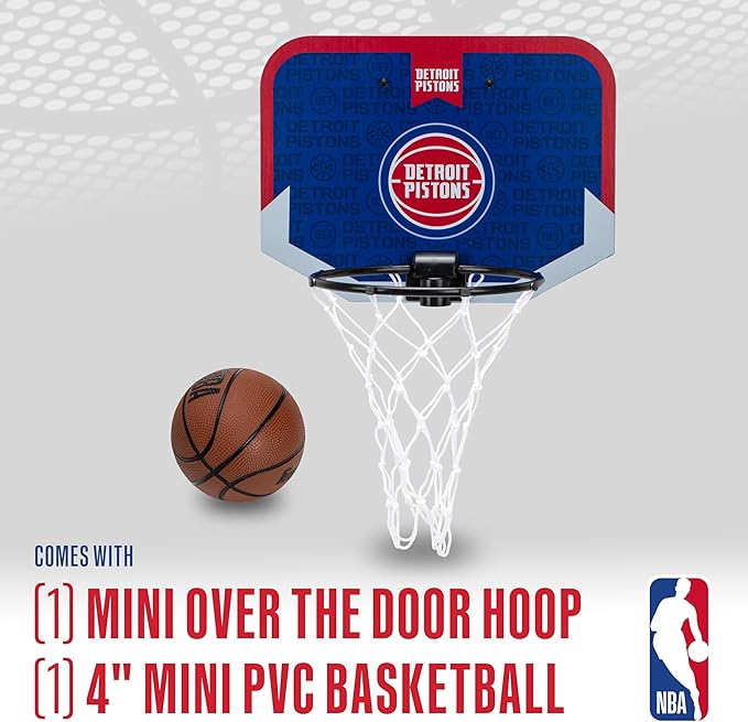 Franklin Sports NBA Team Over The Door Basketball Hoop - Kids Indoor Mini Basketball Hoop with Basketball - NBA Fan Shop Mini Hoop for Bedroom & Office