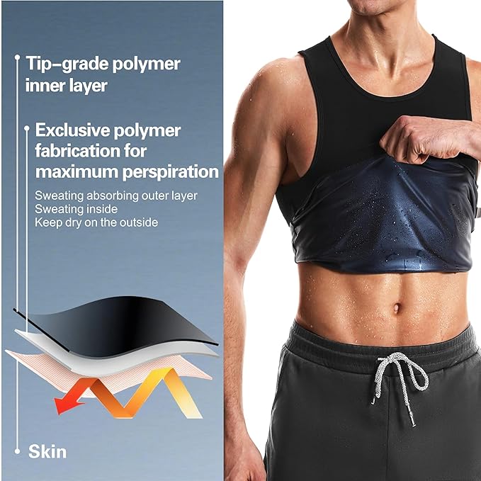 Sauna Sweat Suits Shirt Vest Waist Trainer for Men Compression Workout Shapewear Excersize Gym Clothes Working Out