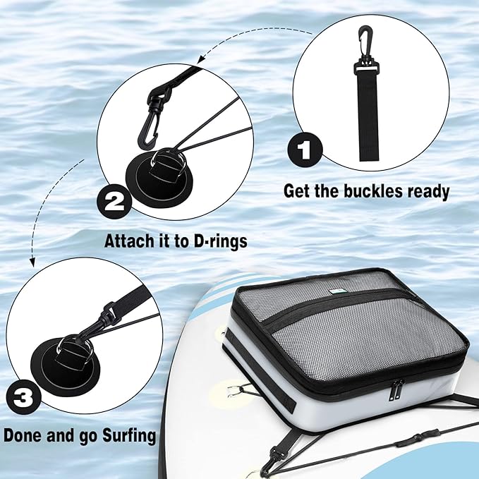 Paddle Board Cooler Bag, Waterproof Surf Sup Deck Cooler Bag Insulated Leakproof 10 Cans, Sup Paddle Board Accessories Bag for Stand Up Paddleboard and Kayak