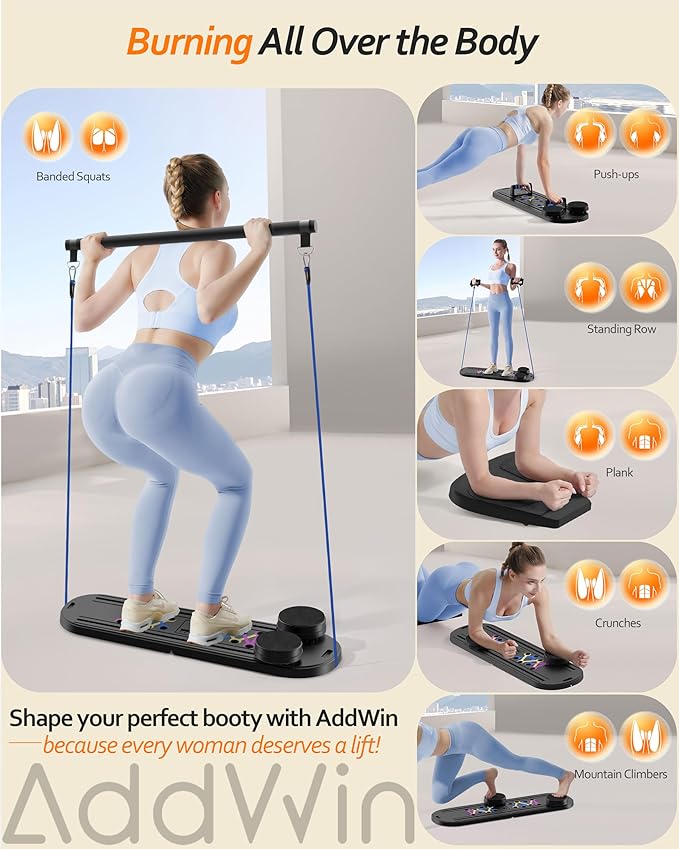 Pilates Board Pilates Reformer Set, Multifunctional Pilates Board for Home Workout, 15-in-1 Flo Pilates Portable Reformer 2025 for Full-Body Exercise
