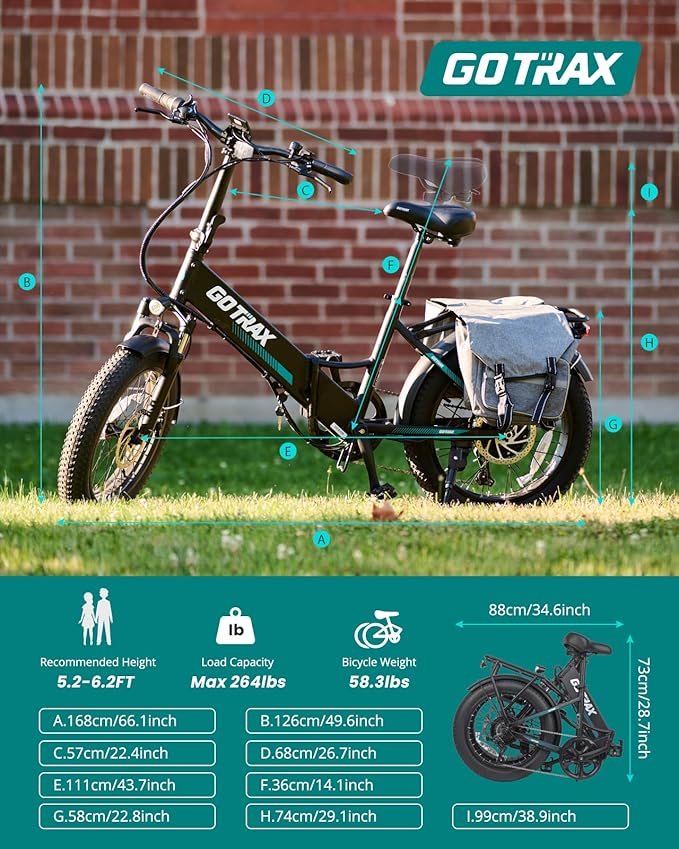 Gotrax 20" Folding Electric Bike with 55 Miles (Pedal-assist1) by 48V Battery, 20Mph Power by 500W, Smart LCD Display and 5 Pedal-Assist Levels, 7-Speed&Front Shock Absorber for Off-Road Bicycle
