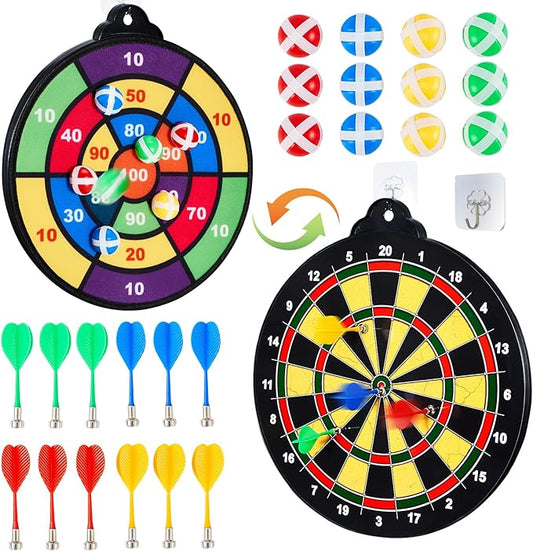Magnetic Dart Board - 12Magnetic Darts+12Sticky Balls Or 2 Toy Gun+40 Foam Dart,Fun for Family Game and Party with Friends, Christmas Birthday Gifts Toys for 3-12 Year Old Boys