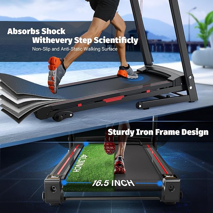 Walking Pad Treadmill Treadmills for Home Folding Treadmill with Incline 3.5HP Quiet Brushless, Running Machine 330 Lbs Capacity, App, Pulse Sensor Heart Rate with LCD Display Holder for Cup & Phone
