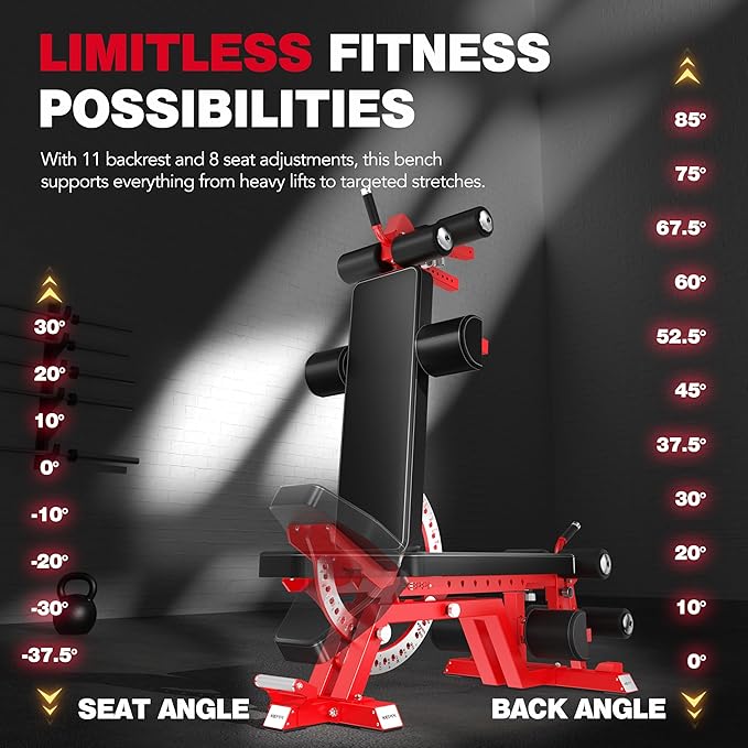 KeppiFitness Weight Bench - 1500LBS Capacity Workout Bench, 17” Bench Press Height, 11+8 Adjustable Weight Bench with Flat/Incline/Decline Angle and Vertical Storage - Bench6000 Series