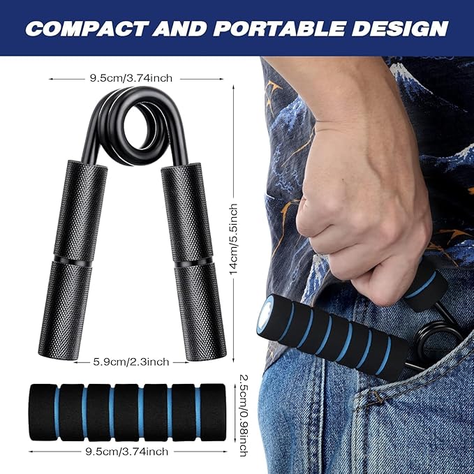 Grip Strengthener Set 6 Pack Metal Hand Grip 50-300LBS Heavy-Duty Grip Trainer Grip Strength Trainer Home Gym with 6 Rolls of Non-Slip Grip Tape