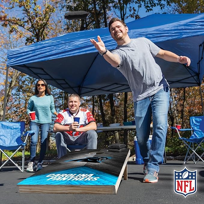Wild Sports NFL Football 2' x 4' Regulation Size Solid Wood Cornhole Set with Direct Print HD Team Graphics Great Gift for Any Football Fan! Bean Bag Toss Family Outdoor Game