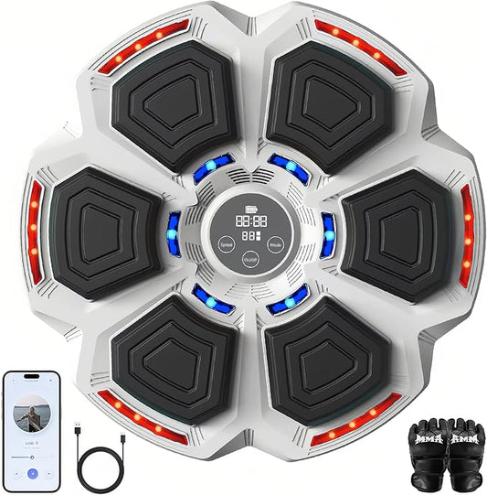 Music Boxing Machine for Adults, Boxing Machine Wall Mounted Music with Boxing Gloves, 9 Modes & 9 Speeds, Gym Equipment for Home, Office and Gym