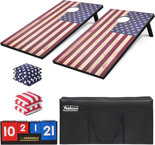 Cornhole Set, Regulation/Tailgate Size Cornhole Boards with 8 Bean Bags and Carrying Case, 4x2/3x2 Corn Hole Outdoor Game Toss Board for Adults Outside Activities