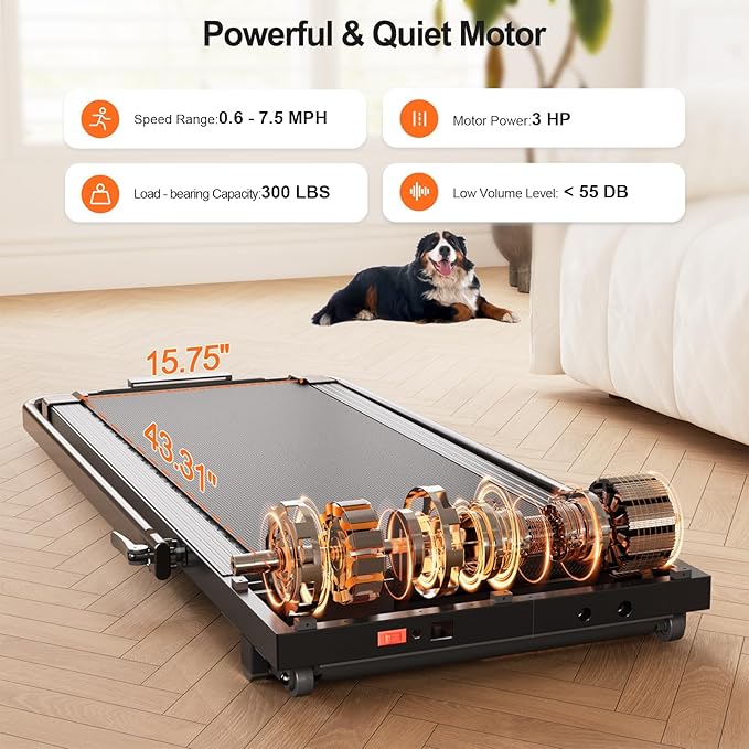 Walking Pad Treadmill with Handle Bar 3-in-1 Foldable Treadmills for Small Space 300 LBS Capacity, 3.0HP Portable Under Desk Treadmill for Home Office with LED Display Remote APP Control