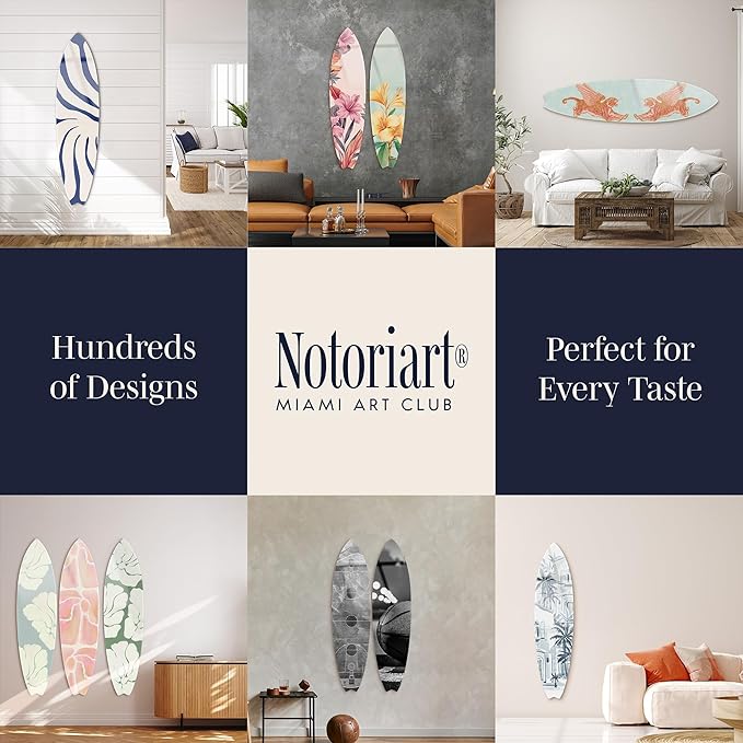 Bold Modern Color Leaf II Surfboard Acrylic Wall Art Die-Cut Coastal Modern High-Gloss Home Decor, 15" x 60"