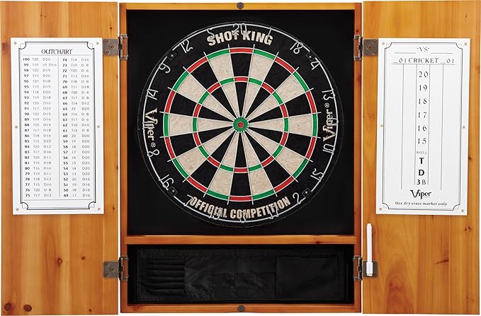 Viper by GLD Products Metropolitan Solid Wood Cabinet & Sisal/Bristle Dartboard Play-Ready Bundle