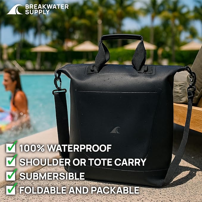 Breakwater Supply™ Waterproof Utility Tote Travel Bag with Shoulder Strap & Zipper | IP68 Ocean-Grade | Sandproof | Riverton