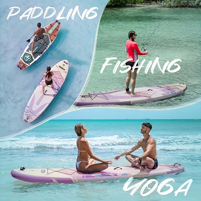 11'6"x35" Inflatable Paddle Board, 450lbs Extra Wide Stand Up Paddleboard for Adults with Premium SUP Accessories Kit & Backpack, Blow Up Kayak Non-Slip Stable Deck Boat for Yoga Fishing Surf