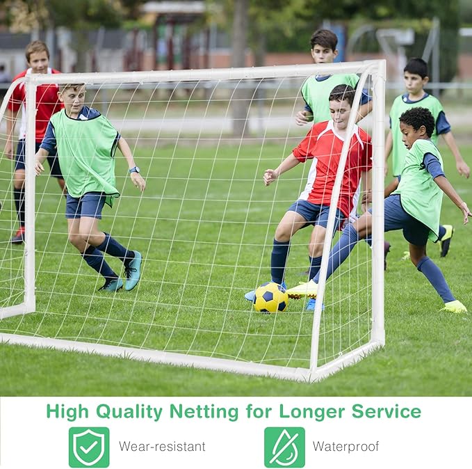 GYMAX Soccer Goal, Soccer Goals for Backyard with All Weather Net, Ground Stake & Zip Ties, Easy Assembly Folding Soccer Frame and Net for Kids School Club Training Practice