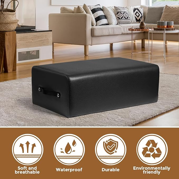 Pilates Box,Portable Pilates Sitting Box, Suitable for Home Pilates Reformer,Pilates Bed Accessories,with Use Pilates Equipment to Help You Exercise,24.8×15.75×8.66 inch,Black