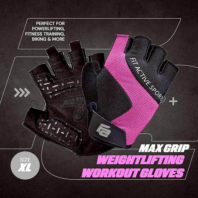 Fit Active Sports Max Grip Weight Lifting Workout Gloves for Gym Lifting, Biking, Fitness Training | Lightweight, Breathable, Non Slip | Men and Women