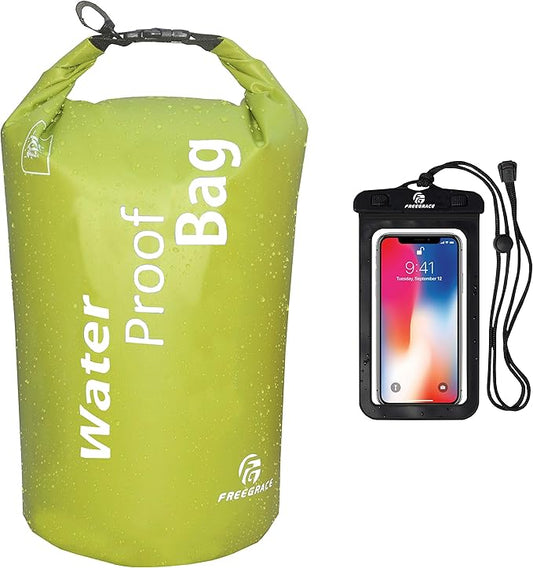 Freegrace Waterproof Dry Bag - Lightweight Dry Sack with Seals and Waterproof Case - Float on Water - Keeps Gear Dry for Kayaking, Beach, Rafting, Boating, Hiking, Camping and Fishing