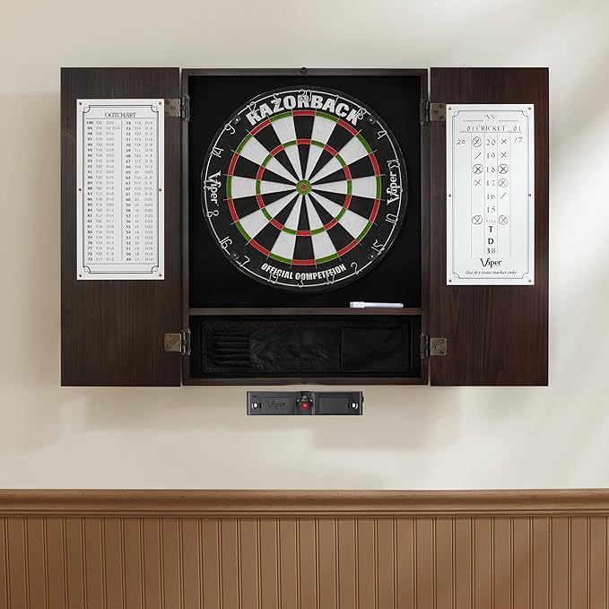Viper Metropolitan Solid Wood Cabinet & Sisal/Bristle Dartboard Play-Ready Bundle