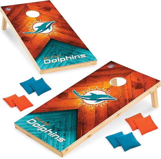 Wild Sports NFL Football 2' x 4' Regulation Size Solid Wood Cornhole Set with Direct Print HD Team Graphics Great Gift for Any Football Fan! Bean Bag Toss Family Outdoor Game