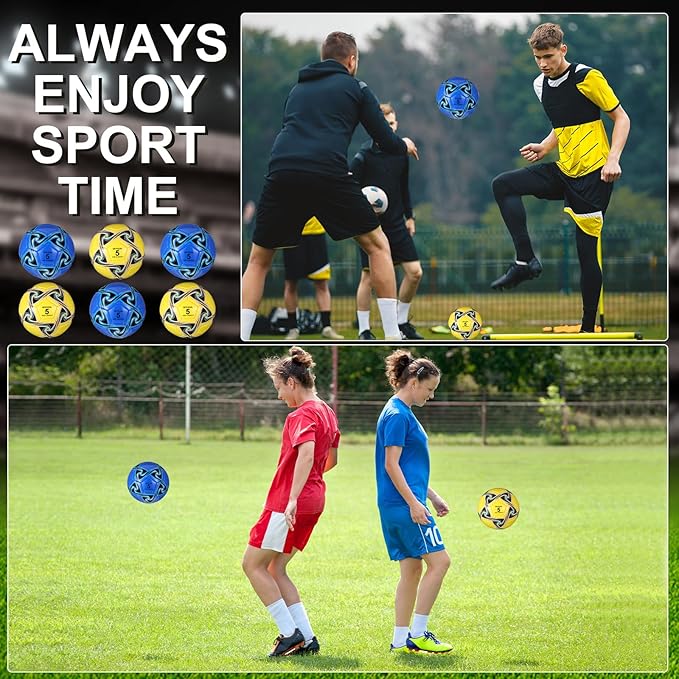 Libima 13 Pcs Soccer Ball Bulk 10 Pcs Official Soccer Ball with 2 Pump and Carry Bag Indoor Outdoor Training Game Sport Gift for Youth Adult Back to School