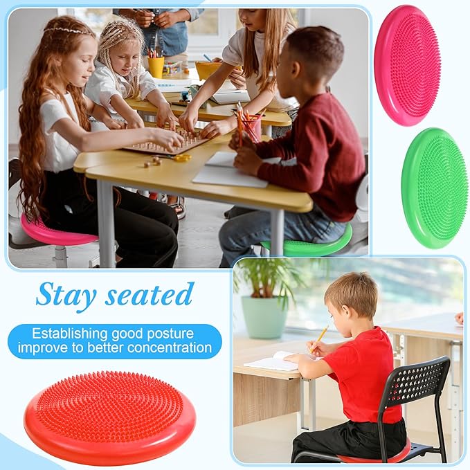 Libima 8 Pcs Wiggle Seat for Sensory Kids Flexible Wobble Cushion Non Slip Balance Disc with Inflation Pump for Adults Core Strength Physical Exercise Improve Posture School Home Office