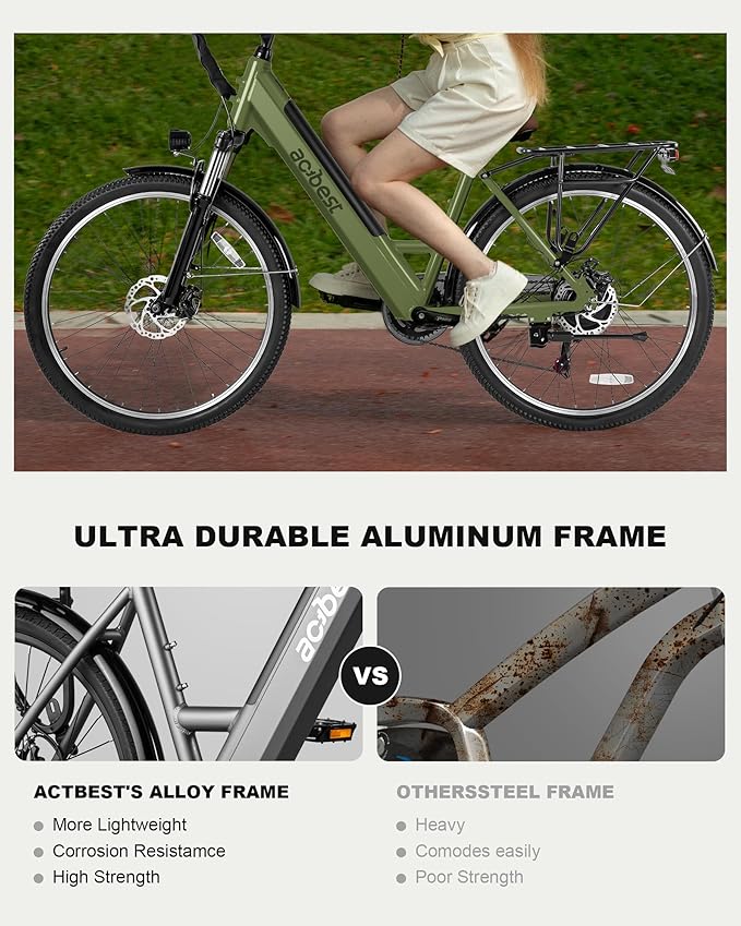 Cores Electric Bike for Adults, 26" Electric Commuter Bike with 1200W Peak Motor, 28MPH 70 Miles Max, 48V 576Wh Removable Battery, 7-Speed City Cruiser Mountain E Bike for Commuting