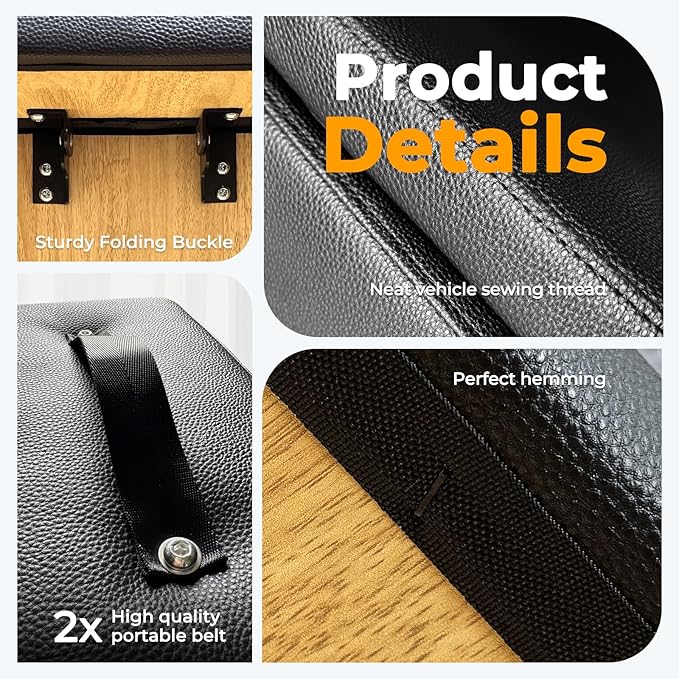Pilates Box for Reformer 26 x 15 x 9.5 Inch Pilates Reformer Box, Premium PU and Wood Pilates Sitting Box, Home Use Pilates Bed/Pliates Reformer Machine Accessories, Black