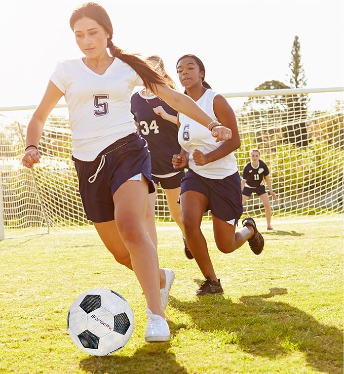 Soccer Ball - Premium Boy and Girl Official Match Ball with Cool Reflective Iridescent Rainbow Hex Pattern, Durable, Indoor, Outdoor, Training, Practice, Playtime and Games