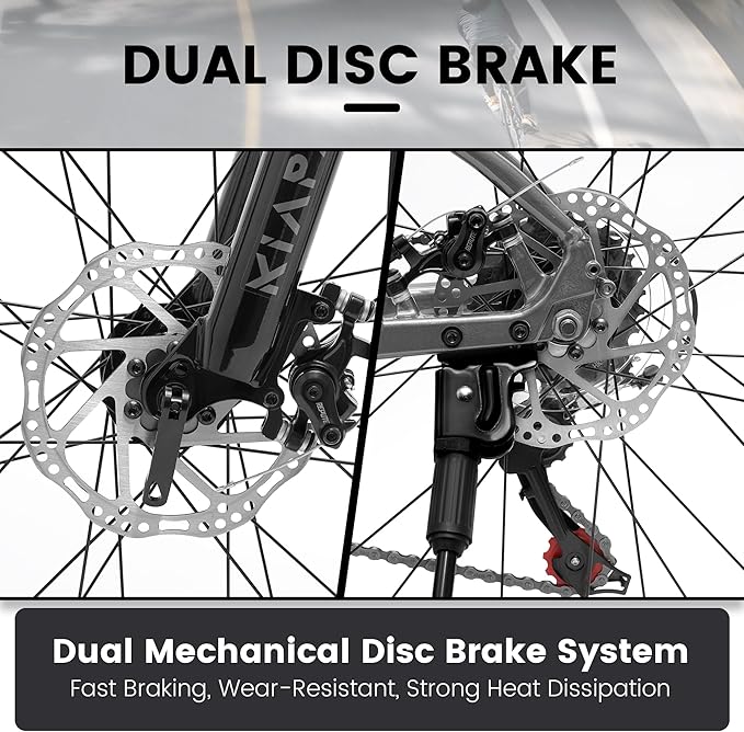 20 24 26 Inch Mountain Bike, 20 inch 7 Speeds Steel Kids Fat Tire Mountain Bike, 24 26 inch Aluminum Frame Boys Bike, Front Suspension Dual Disc Brake Teens Sport Bikes for Kids Boys Girls