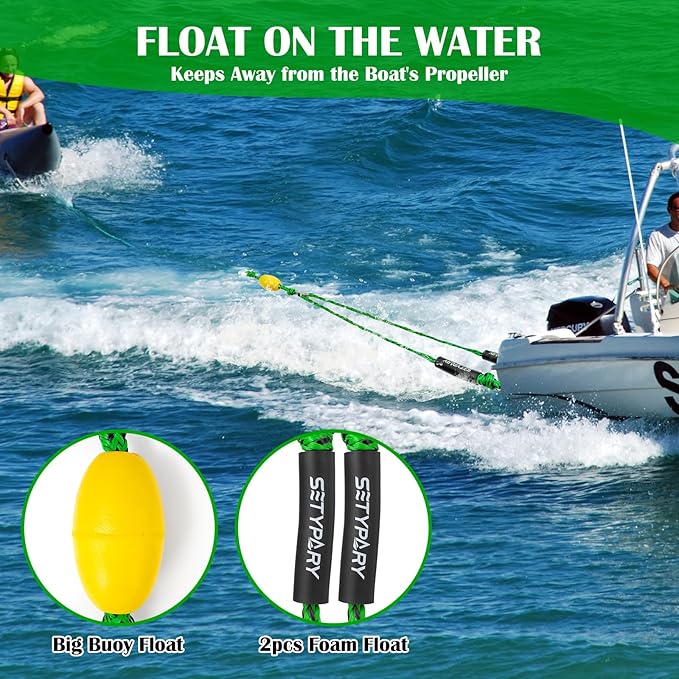 Boat Tow Harness for Tubing, Self Centering Tow Harness for 1-4 Riders Towable Tubes, Floating Boat Tow Rope for Watersports