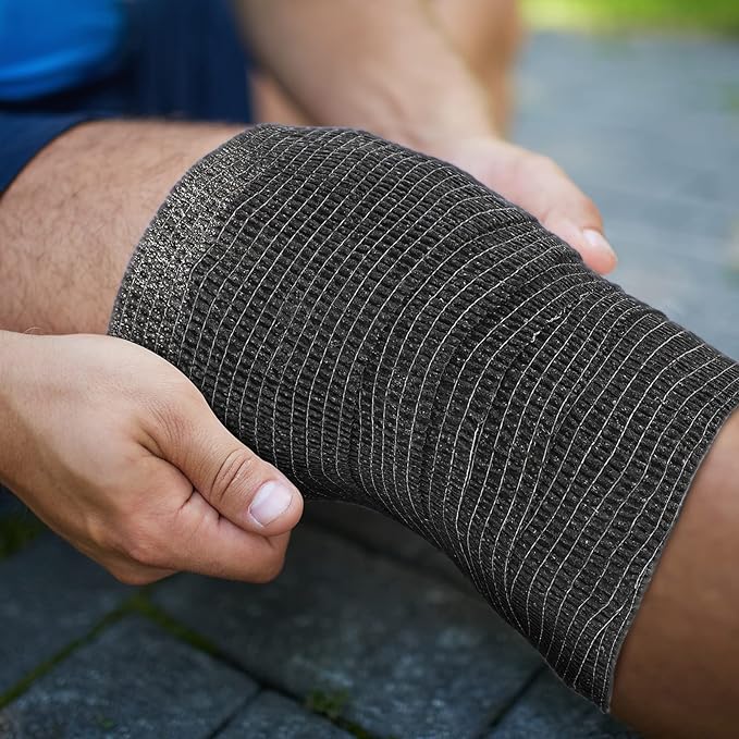 Treela 48 Pack Self Adhesive Wrap Bandage Bulk, 2 Inches x 5 Yards Self Adherent Cohesive Bandage Elastic Athletic Tape Breathable Wound Tape for Stretch Athletic Sports Wrist Ankle(Black)