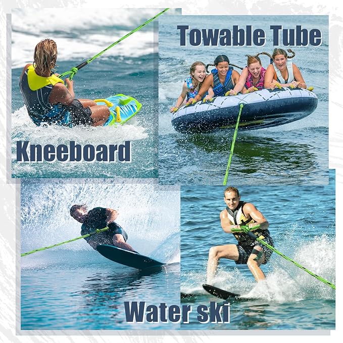 Boat Tow Rope 60ft 3-6K, Floating Ropes for Towable Tubes，Watersport Accessories