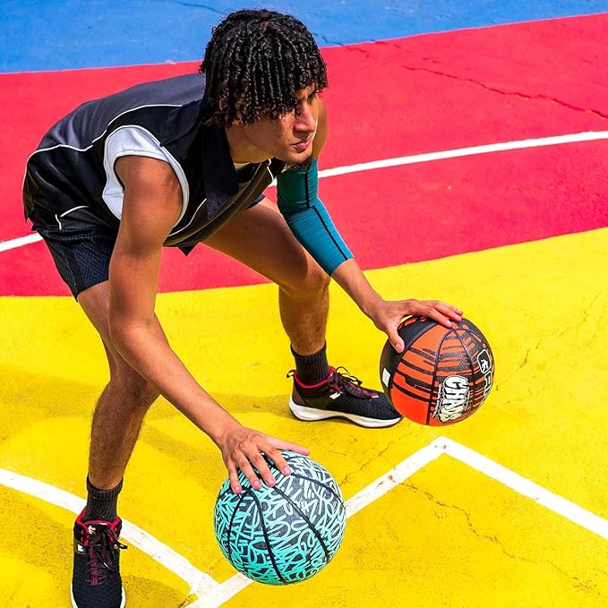 AND1 Fantom Graffiti Rubber Basketball: Official Regulation Size 7 (29.5 inches) - Deep Channel Construction Streetball, Made for Indoor Outdoor Basketball Games