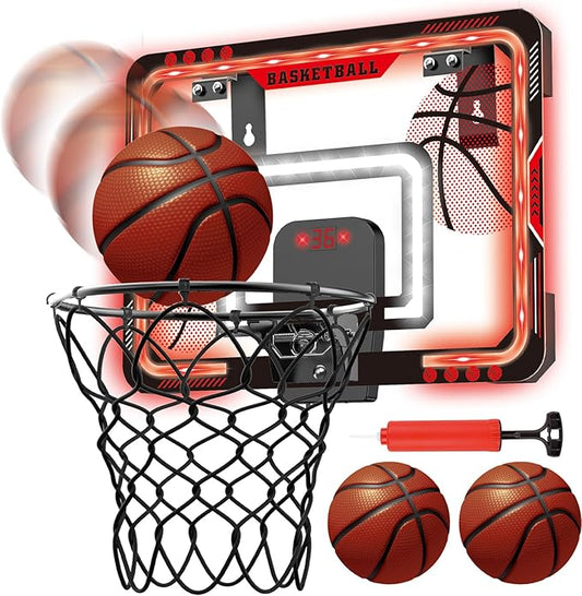 Mini Basketball Hoops - Indoor Over The Door Mini Hoop with Scoreboard & Ball Sets, Perfect Game Accessory for Teens and Adults Bedroom + Office, Basketball Hoop Toys for 8 9 10 11 12 Boys Girls