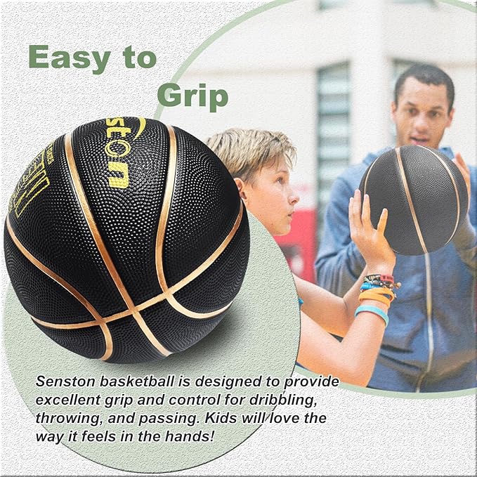 Senston 27.5‘’/29.5'' Basketball Outdoor Indoor Rubber Basketball Ball for Kids/Adult Official Size 5/7 Basket Ball with Pump