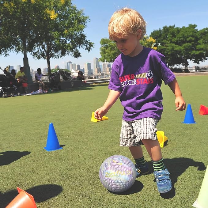 Holographic Reflective Soccer Ball Size 3, 4 & 5 for Kids & Adults, High Visibility for Night Games and Training, Ideal Gift for Boys Girls 8-12