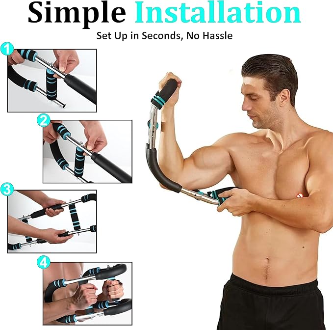 Twister Arm Exerciser – Adjustable Power Bar for Chest, Arm & Shoulder Workouts, Detachable Upper Body Workout Equipment for Home & Gym, Twister Arm Trainer, 40–110 lbs