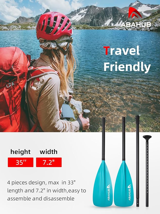 Abahub SUP Paddle - 3 Piece Adjustable Paddles - Lightweight Stand-up Paddle Oars for Paddleboard, Adjustable Aluminum Alloy Shaft 68" - 84", Black/Blue/Green/Orange/Red/Yellow Plastic Nylon Blade