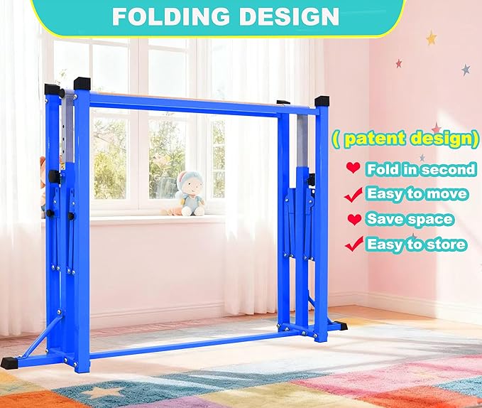 MARFULA Gymnastic Bar for Kid and Teenage Ages 3-25, 5 FT / 8 FT Base Length, 4 FT Width 5 FT Height, Gymnastic Kip Bar Horizontal Bar for Gymnast, Gymnastic Training Equipment for Home and Club Use