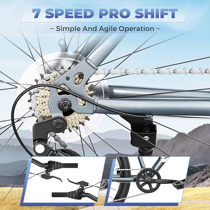 Outroad 26 Inch Comfort Mountain Bike,1-Speed/High-Carbon Steel Adult Bike with V Brakes, Adjustable Ergonomic Seat Bicycle for Men and Women