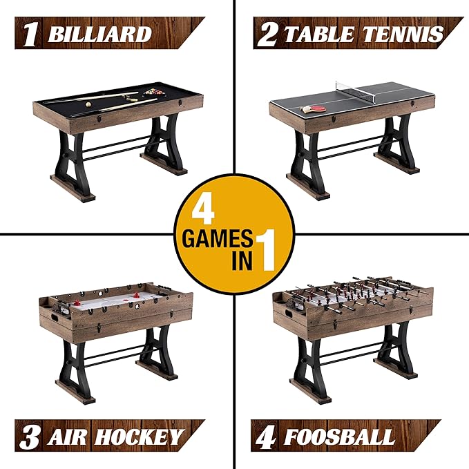Barrington Combo Game Table – Foosball, Air Hockey, Table Tennis & More – Multi Game Table for Home or Game Room