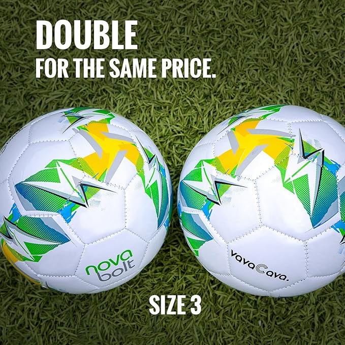 VavaCava 4'x3' Size Portable Soccer Goals Set for Backyard Fun, 2 Nets, 2 Size 3 Balls, 10 Marker Cones, Pump and Carry Bag, Outdoor Games for Backyard, Beach, Lawn, Kids Soccer Training Equipment